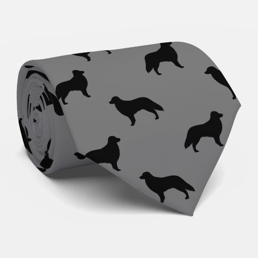 Flat Coated Retriever Dog Silhouettes Patroon Stropdas (Opgerold)