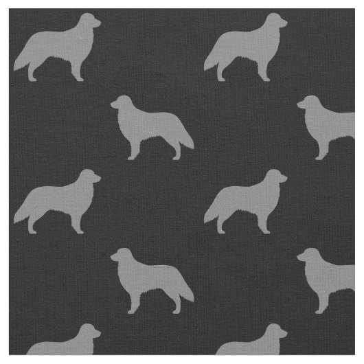 Flat Coated Retriever Dog Silhouettes Patterated Stof (Close Up)