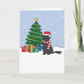 Flat-Coated Retriever en Kerstboom Feestdagen Kaart (Voorkant)