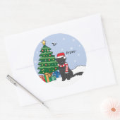 Flat-Coated Retriever en Kerstboom Ronde Sticker (Envelop)