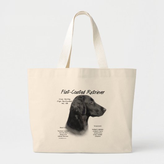 Flat-Coated Retriever Geschiedenis Ontwerp Grote Tote Bag (Voorkant)