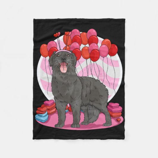 Flat-coated Retriever Hart Valentijnsdag Hond Fleece Deken (Voorkant)