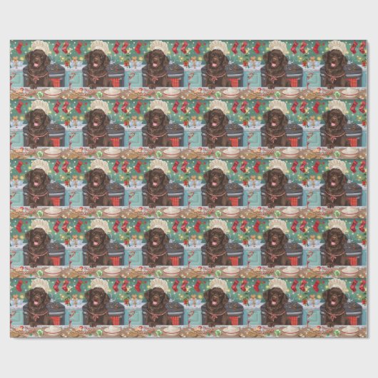 Flat-Coated Retriever Holiday Baking: Kerstmis Cadeaupapier (Vlak)