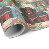 Flat-Coated Retriever Holiday Baking: Kerstmis Cadeaupapier (Rol Hoek)