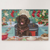 Flat-Coated Retriever Holiday Baking: Kerstmis Legpuzzel (Horizontaal)