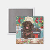Flat-Coated Retriever Holiday Baking: Kerstmis Magneet (Voorkant / Achterkant)