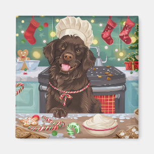 Flat-Coated Retriever Holiday Baking: Kerstmis Magneet