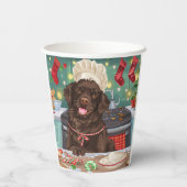 Flat-Coated Retriever Holiday Baking: Kerstmis Papieren Bekers (Achterkant)