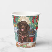 Flat-Coated Retriever Holiday Baking: Kerstmis Papieren Bekers (Voorkant)