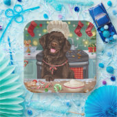 Flat-Coated Retriever Holiday Baking: Kerstmis Papieren Bordje (Feest)