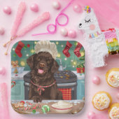 Flat-Coated Retriever Holiday Baking: Kerstmis Papieren Bordje (Feest)