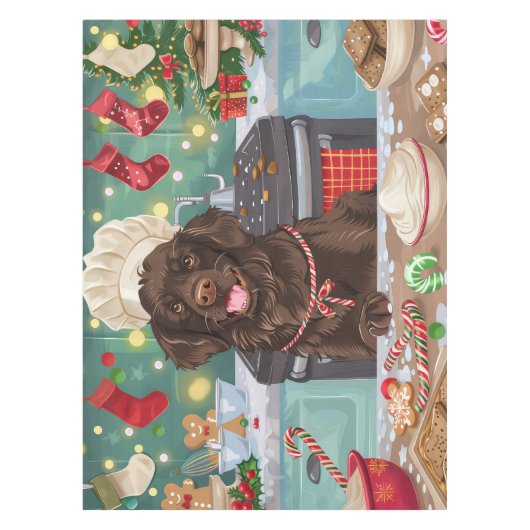 Flat-Coated Retriever Holiday Baking: Kerstmis Tafelkleed (Voorkant)