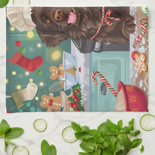 Flat-Coated Retriever Holiday Baking: Kerstmis Theedoek (Gevouwen)