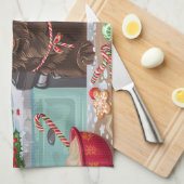 Flat-Coated Retriever Holiday Baking: Kerstmis Theedoek (Quarter Fold)