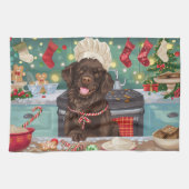 Flat-Coated Retriever Holiday Baking: Kerstmis Theedoek (Horizontaal)