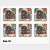 Flat-Coated Retriever Holiday Baking: Kerstmis Vierkante Sticker (Vel)