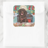 Flat-Coated Retriever Holiday Baking: Kerstmis Vierkante Sticker (Tas)