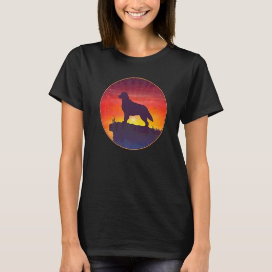 Flat Coated Retriever-hond Zonsondergang T-shirt (Voorkant)
