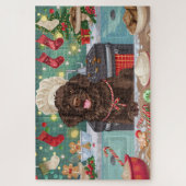 Flat-Coated Retriever Kerstbakken: Kerstmis Legpuzzel (Verticaal)