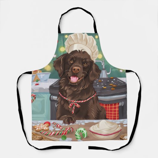 Flat-Coated Retriever Kerstbakken: Kerstmis Schort (Voorkant)