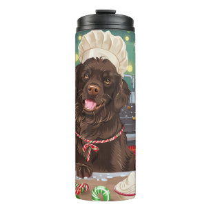 Flat-Coated Retriever Kerstbakken: Kerstmis Thermosbeker