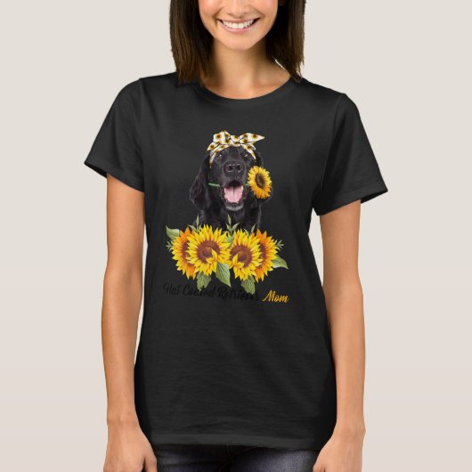 Flat Coated Retriever Ma Sunflower Summer Dog mama T-shirt (Voorkant)