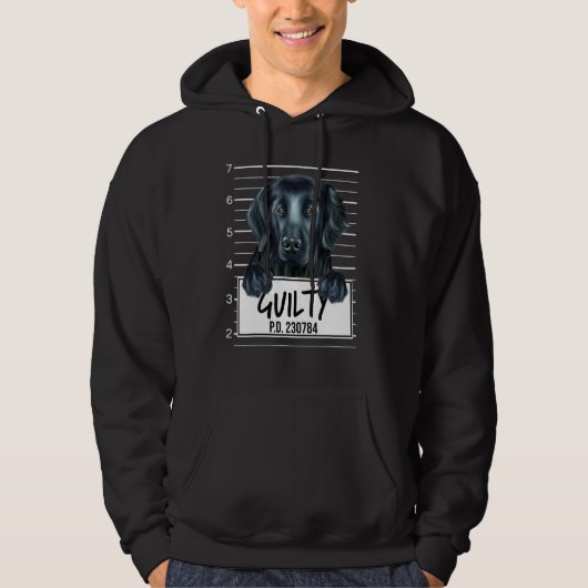 Flat Coated Retriever Mugshot Schuldig Hond Hoodie (Voorkant)