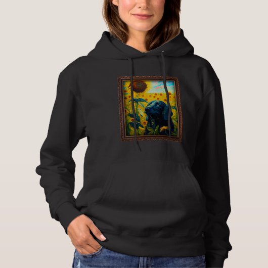 Flat Coated Retriever Painting Sunflower Flower Mo Hoodie (Voorkant)