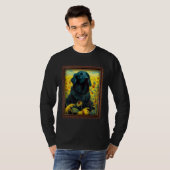 Flat Coated Retriever Painting Sunflower Flower Mo T-shirt (Voorkant volledig)