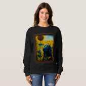 Flat Coated Retriever Painting Sunflower Flower Mo Trui (Voorkant volledig)