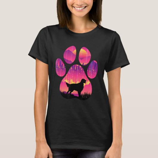 Flat Coated Retriever Paw Mam Pap Dog Women Mannen T-shirt (Voorkant)