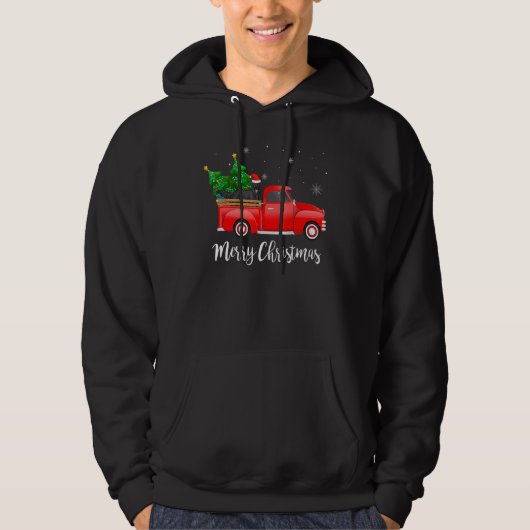 Flat Coated Retriever Red Truck Tree Xma Hoodie (Voorkant)