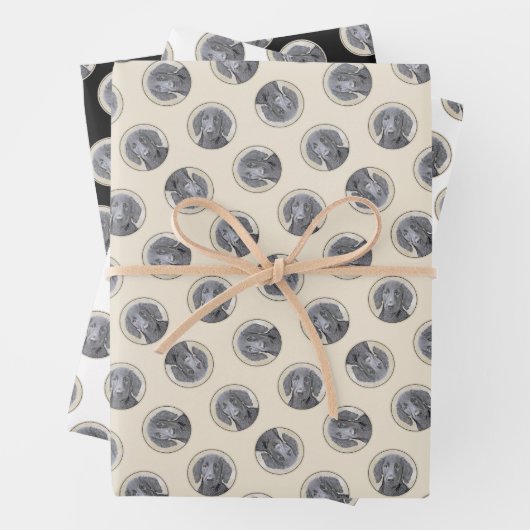 Flat-Coated Retriever Schilderij Zwart Huisdier Do Inpakpapier Vel (In situ)