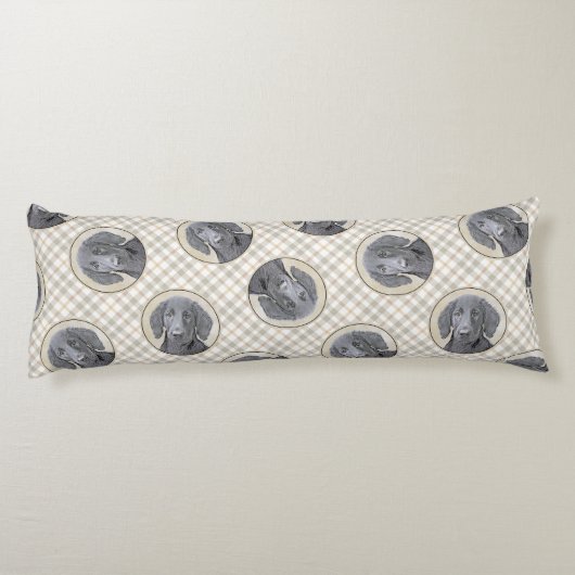 Flat-Coated Retriever Schilderij Zwart Huisdier Do Lichaamskussen (Achterkant)