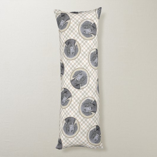 Flat-Coated Retriever Schilderij Zwart Huisdier Do Lichaamskussen (Achterkant (Verticaal))