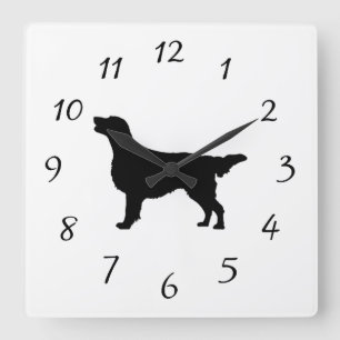 Flat-coated Retriever Silhouette Love Dogs Vierkante Klok
