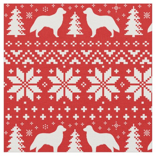 Flat Coated Retriever Silhouetten Kerstmis Stof (Close Up)
