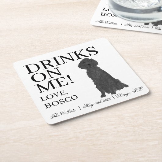 Flat Coated Retriever Wedding Kartonnen Onderzetters (Schuin)