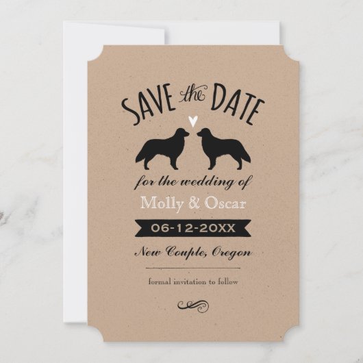 Flat Coated Retrievers Bruiloft Save the Date (Voorkant)