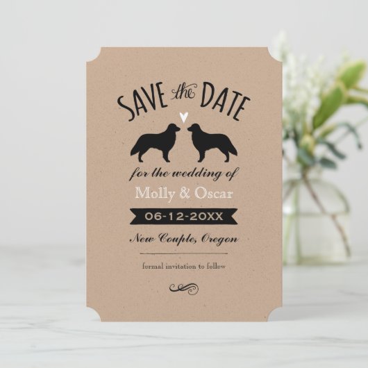 Flat Coated Retrievers Bruiloft Save the Date (Staand voorkant)