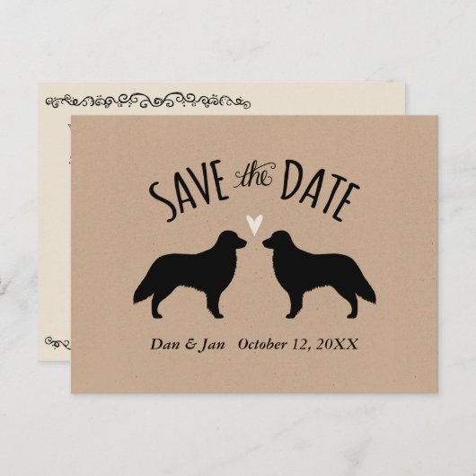 Flat Coated Retrievers Bruiloft Save the Date Aankondigingskaart (Voorkant / Achterkant)