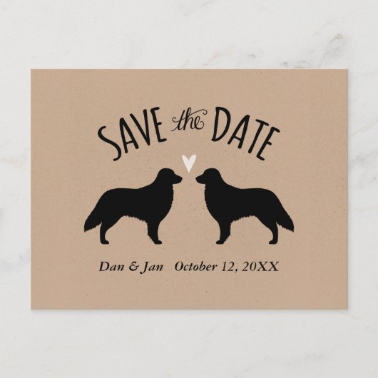 Flat Coated Retrievers Bruiloft Save the Date Aankondigingskaart (Voorkant)