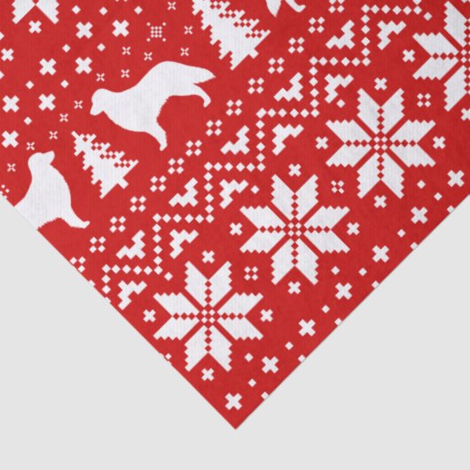Flat Coated Retrievers kerstpatroonrood Tissuepapier (Detail)