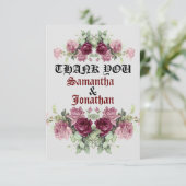 Flat Dank je wel, Floral bedankt kaart (Staand voorkant)