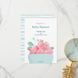 Flat dank u Baby shower Kaart aardbeien