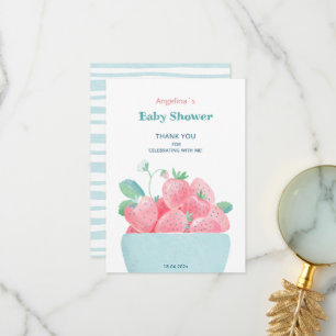 Flat dank u Baby shower Kaart aardbeien