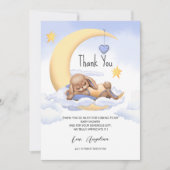 Flat Dank u Baby shower Kaart met konijntje. (Voorkant)