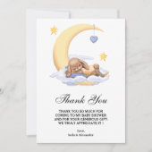 Flat Dank u Baby shower Kaart met konijntje. (Voorkant)