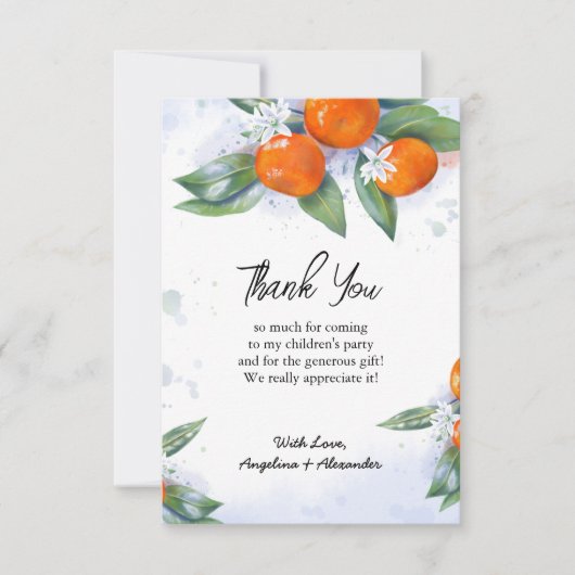 Flat dank u Baby shower Kaart Tangerine (Voorkant)