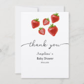 Flat dank u Baby shower zoete aardbeien. Bedankkaart (Voorkant)